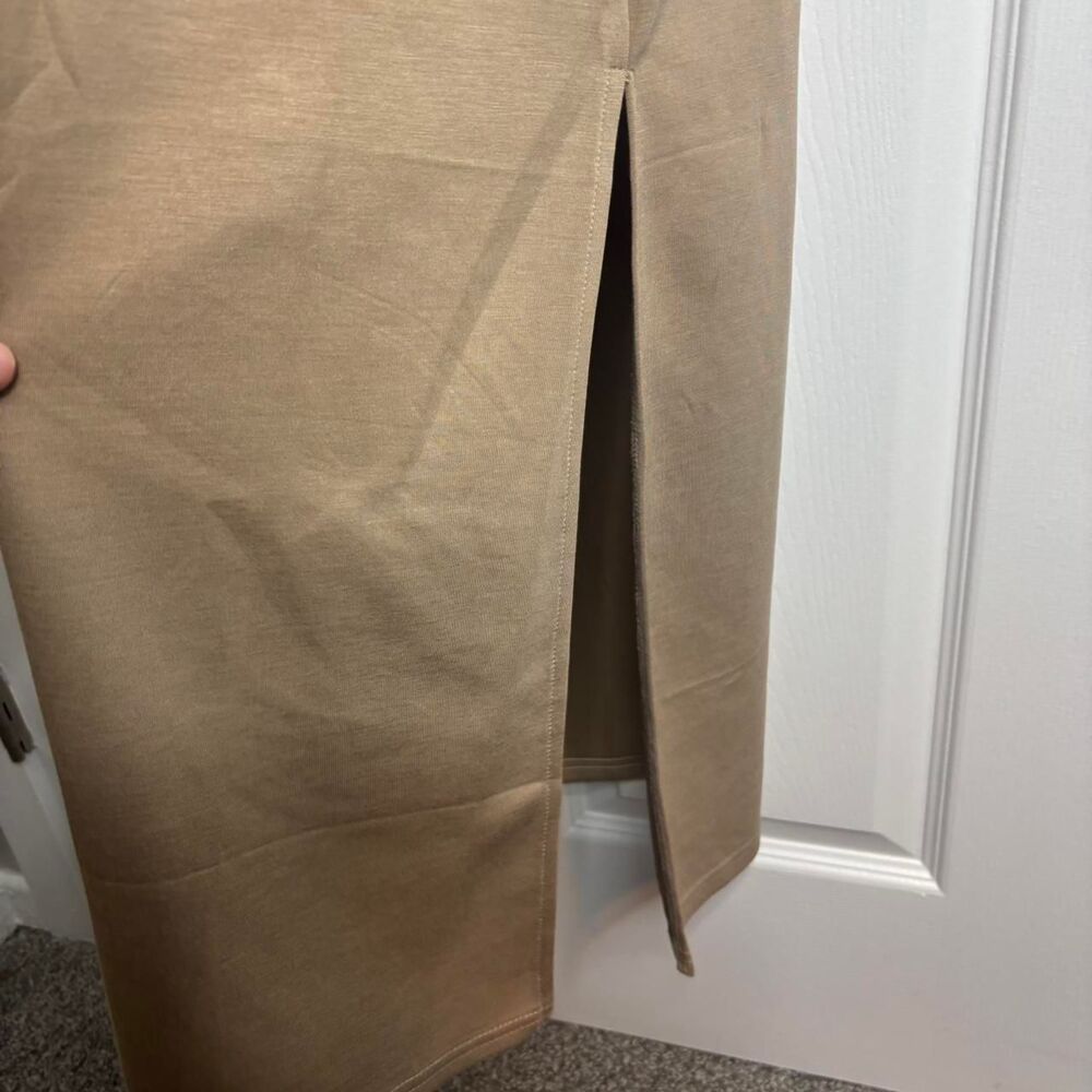 Size L Rumia Casual Coffee Maxi Dress with Side Slits and Pockets - Picture 6 of 7